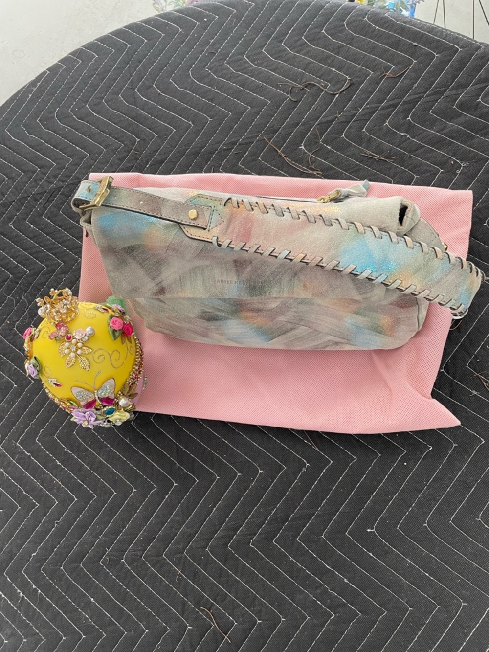 Aimee Kestenberg Pastel Multicolor Whipstitch Shoulder Bag
